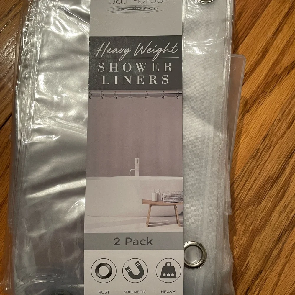 Bath Bliss Heavy Weight Shower Liners, 2 pack, 70x72, clear